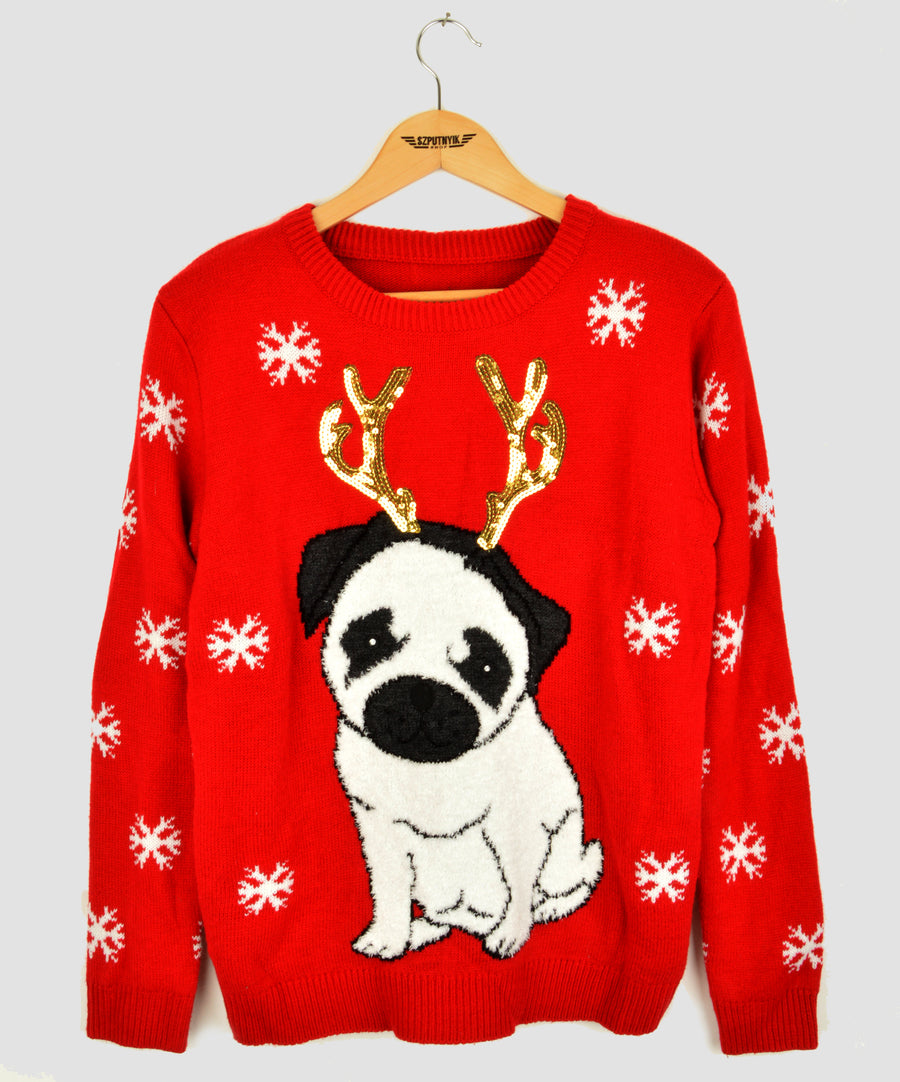 Vintage karácsonyi pulóver - Mopsz