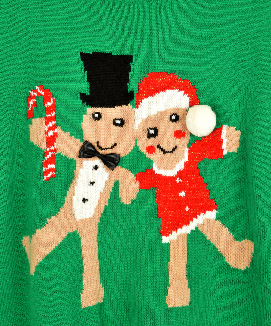 Vintage Christmas sweater - Dancing Gingerbreads