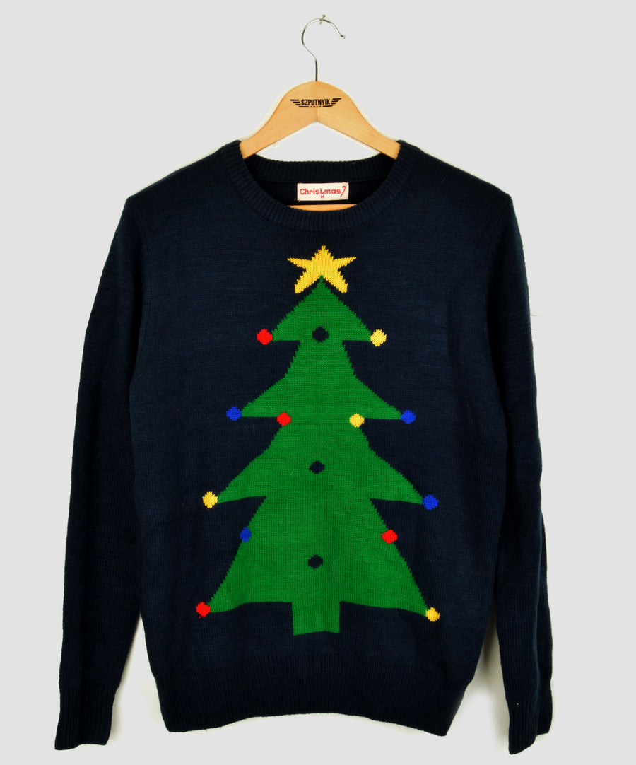 Vintage Christmas sweater - Minimalist pine tree