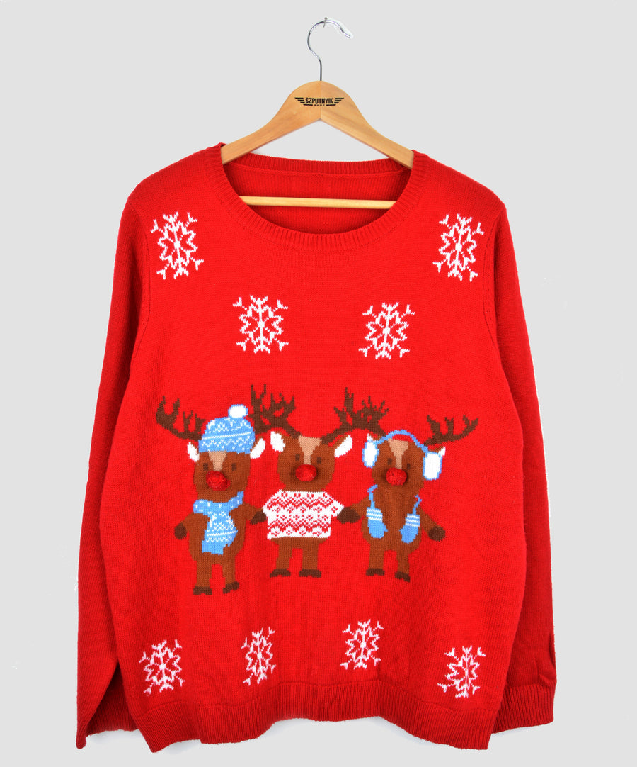 Vintage Christmas sweater - Deer holding hands