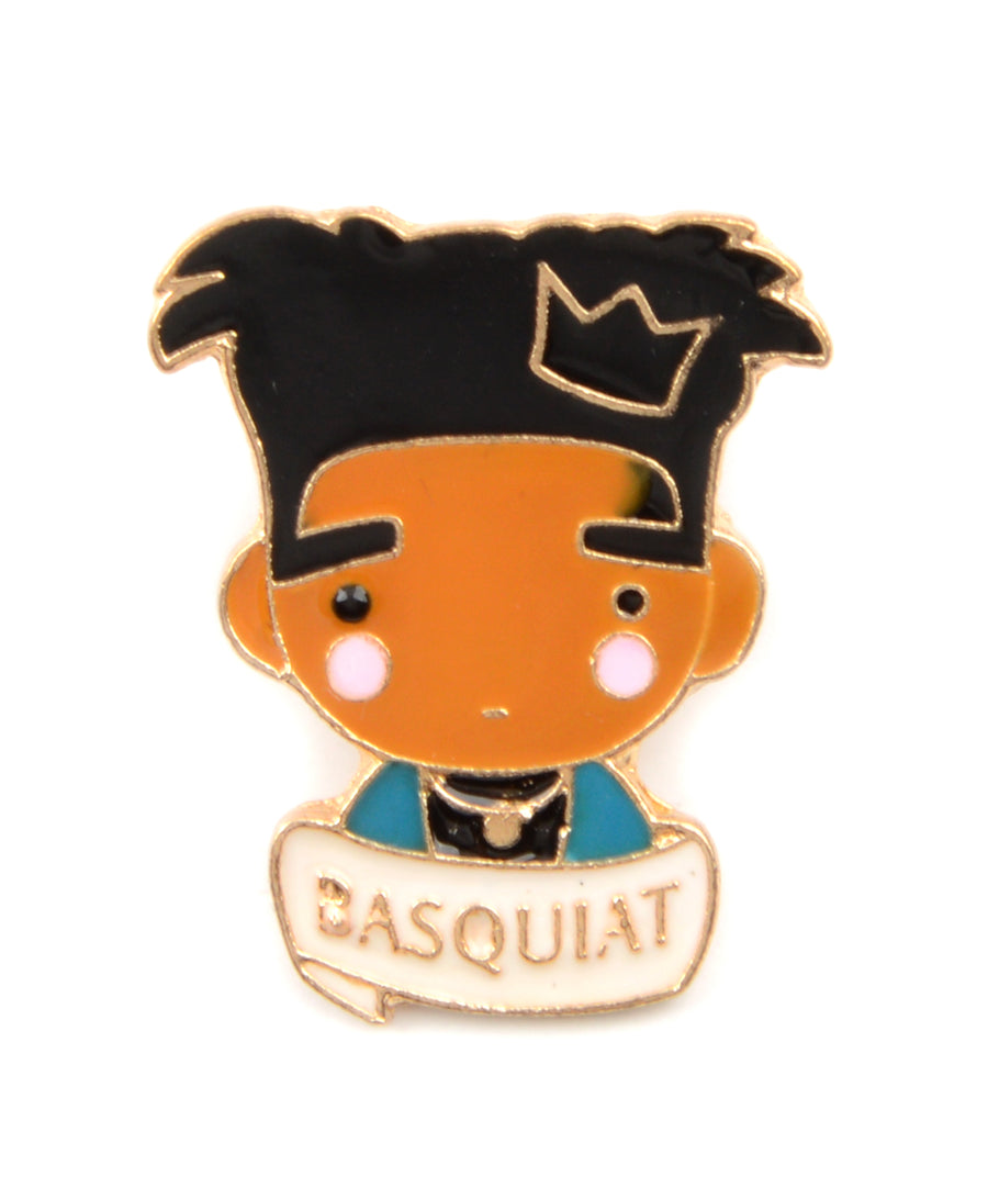 Jean-Michel Basquiat alakú, pin jellegű kitűző.