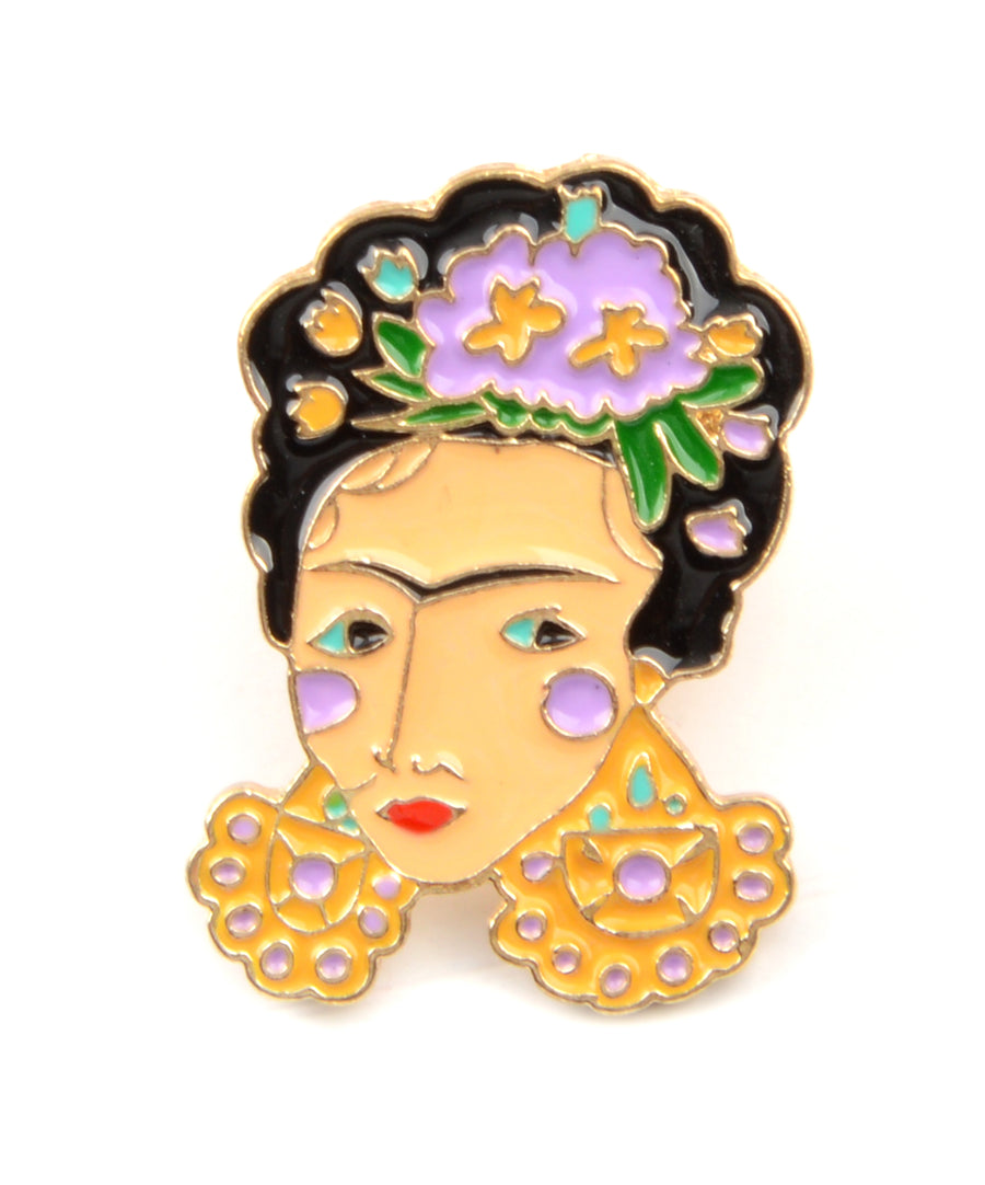 Frida Kahlo alakú, pin jellegű kitűző.