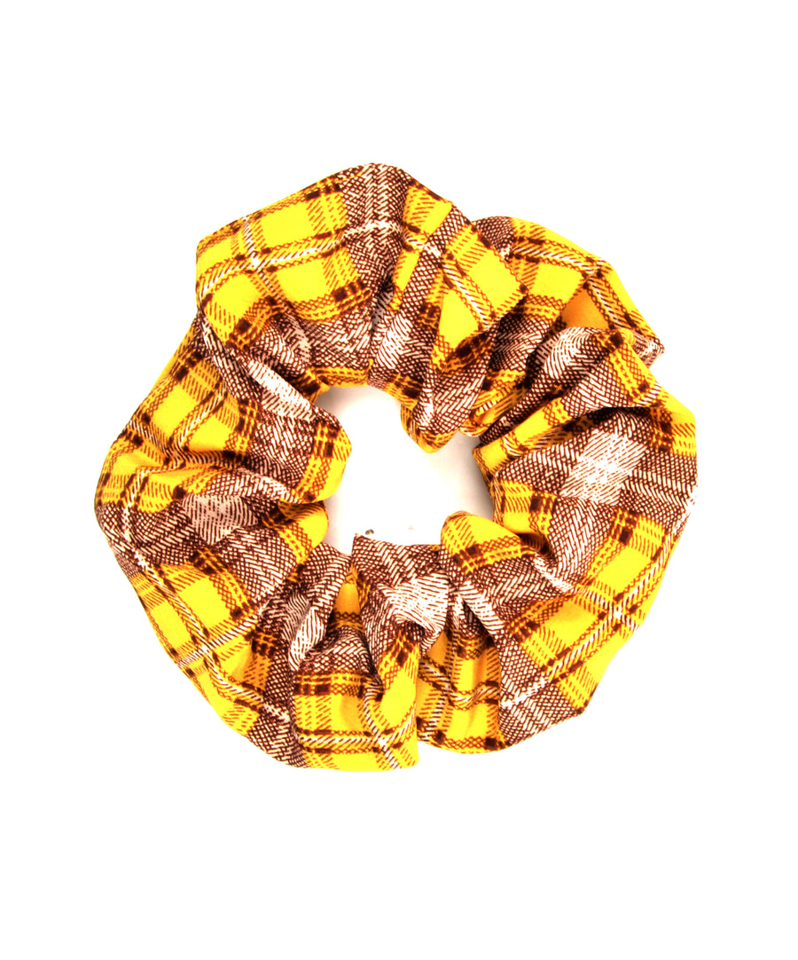 Plaid scrunchie - Yellow-brown