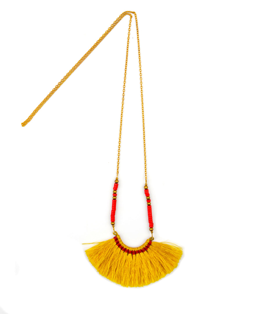 Fringe Necklace - Yellow