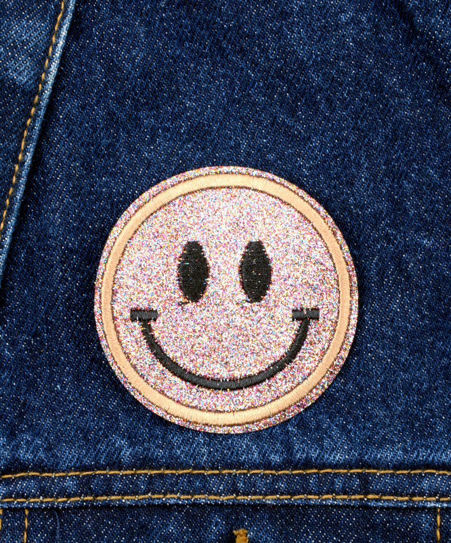 Smiley mintás csillámos felvarró