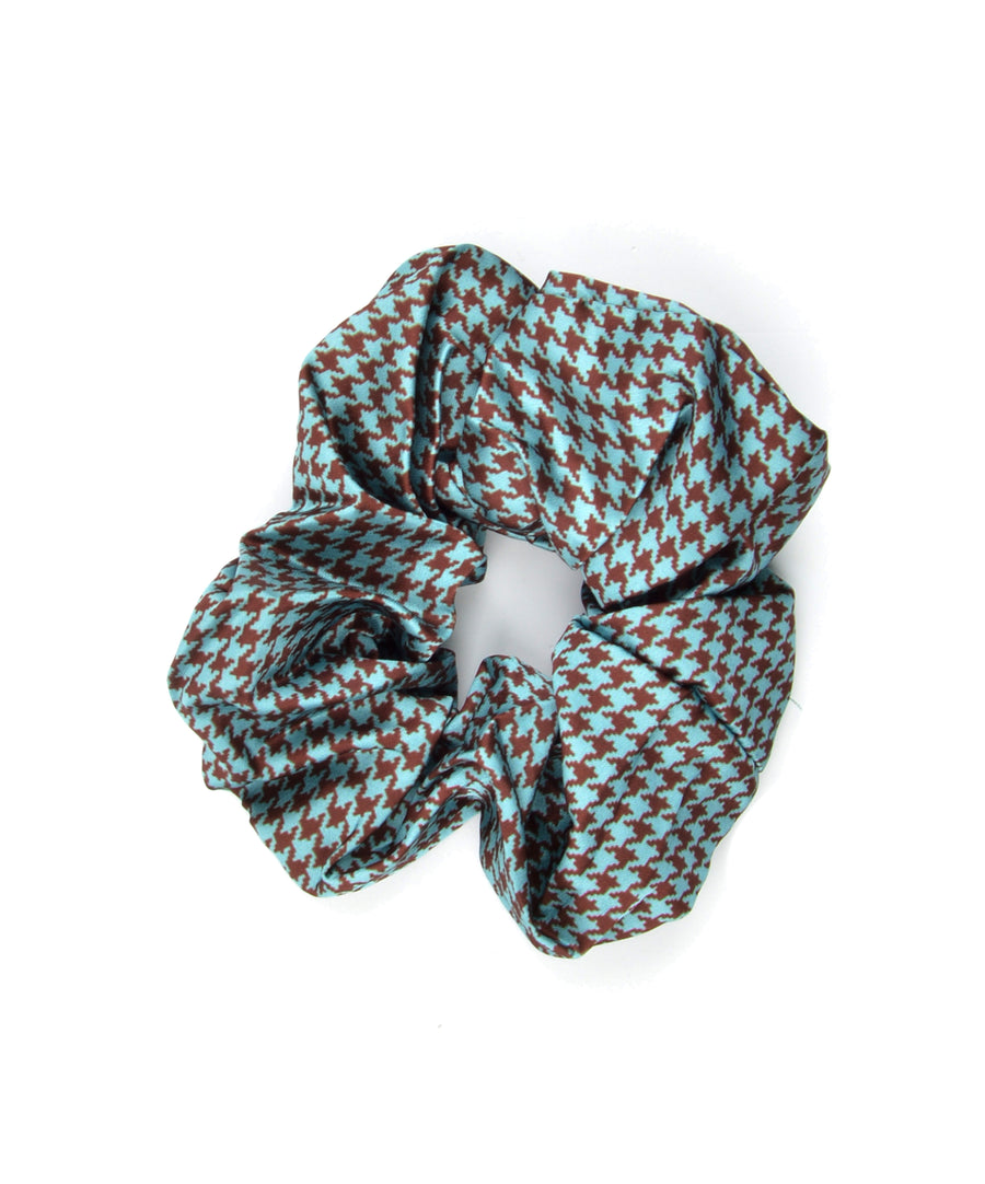 Checkered scrunchie - Blue-brown