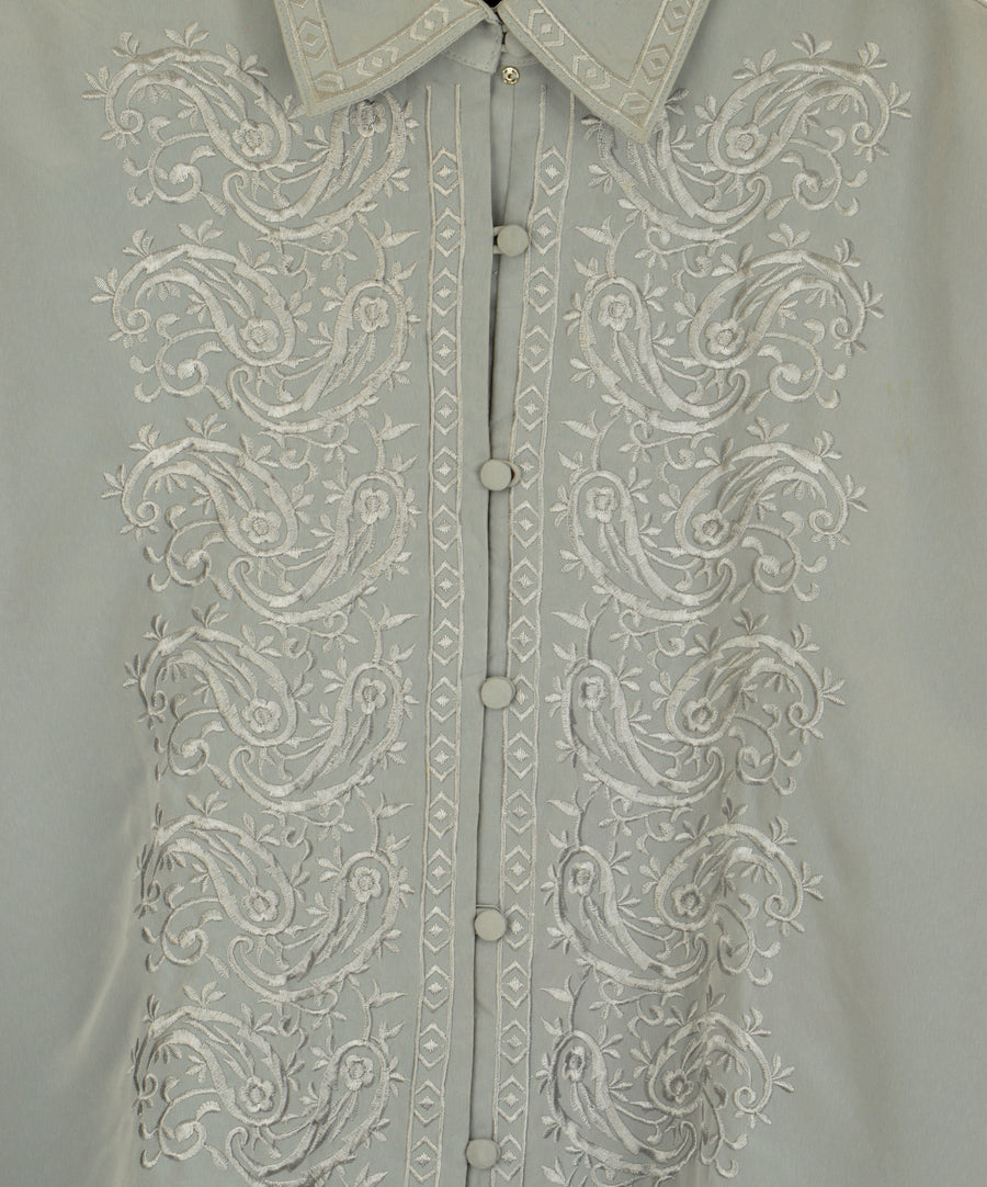 Vintage blouse - Embroidered | Grey