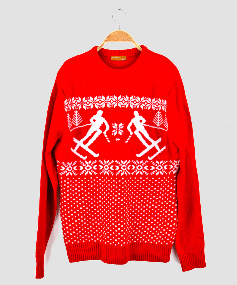 Vintage Christmas sweater - Skier in the mirror