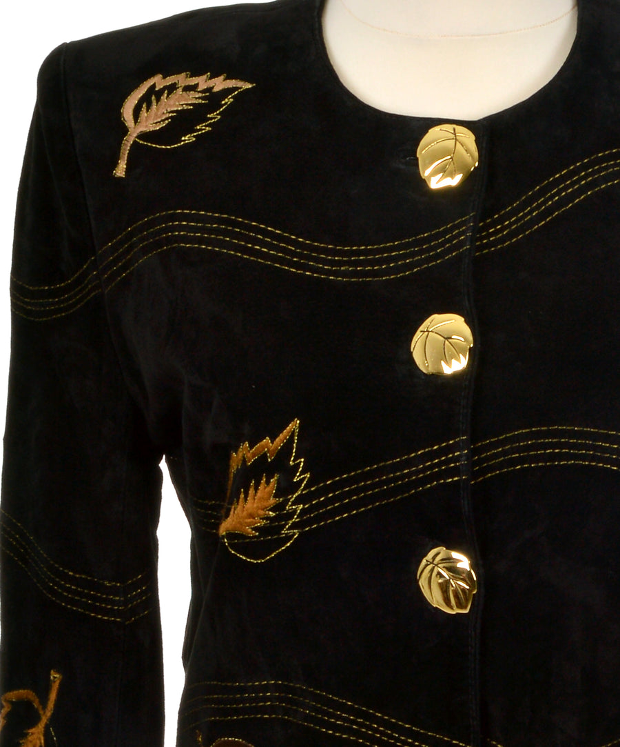 Arany szállal hímzett vintage bőrkabát