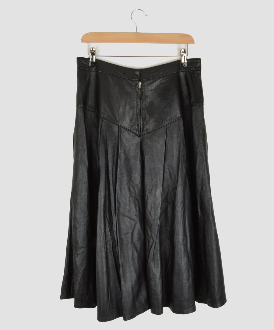 Vintage Leather Skirt - Black